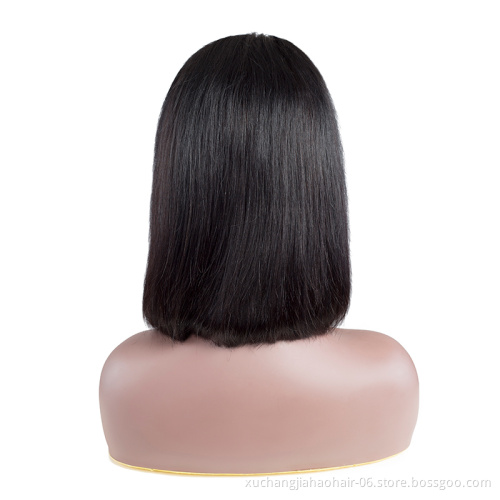 2021 cool bob style short straight human hair wigs virgin hair lace front wigs for girls competitive price 180% density